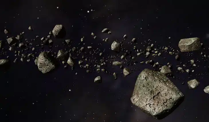 Asteroid Belt with thousands of smaller bits of rock and ice