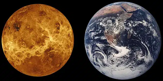 Image depicts Venus and Earth Comparison in size