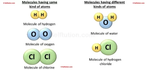 Molecules of elements and compounds