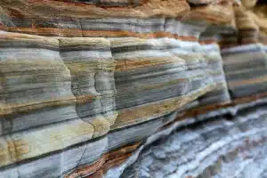 The vertical Section of sedimentary rock depicting various layers deposited over the time