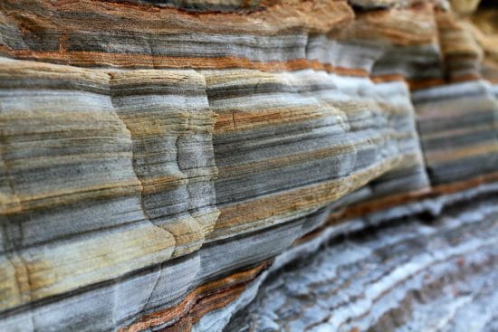The vertical Section of sedimentary rock depicting various layers deposited over the time