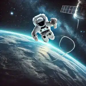 Astronaut having a space walk