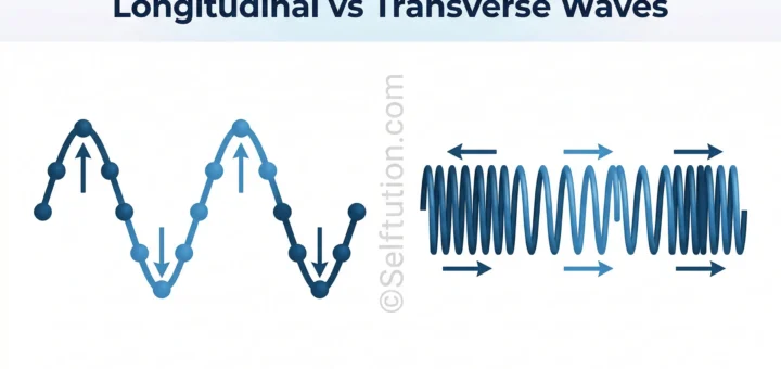 Longitudinal vs transverse waves illustrated for students grades 6 to 10